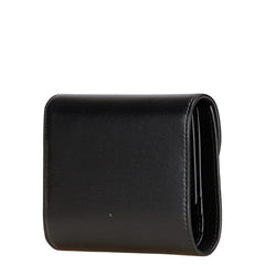 セリーヌ トリオンフ スモールフラップウォレット 三つ折り財布 ブラック レザー レディース CELINE 【中古】