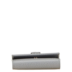 グッチ プチマーモント ダブルＧ ロゴ キーケース 456118 グレー レザー レディース GUCCI 【中古】