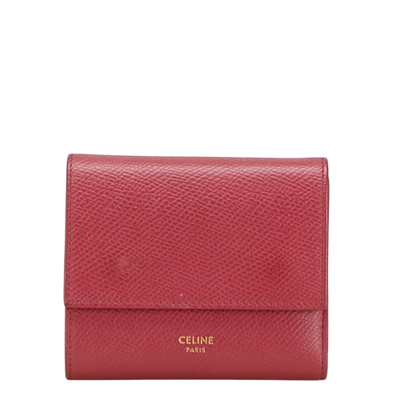 セリーヌ スモール トリフォルドウォレット 三つ折り財布 パープル系 レザー レディース CELINE 【中古】