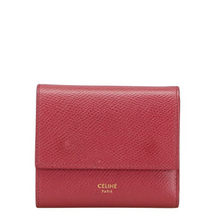 セリーヌ スモール トリフォルドウォレット 三つ折り財布 パープル系 レザー レディース CELINE 【中古】