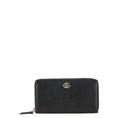 グッチ GGマーモント ラウンドファスナー 長財布 456117 ブラック レザー レディース GUCCI 【中古】