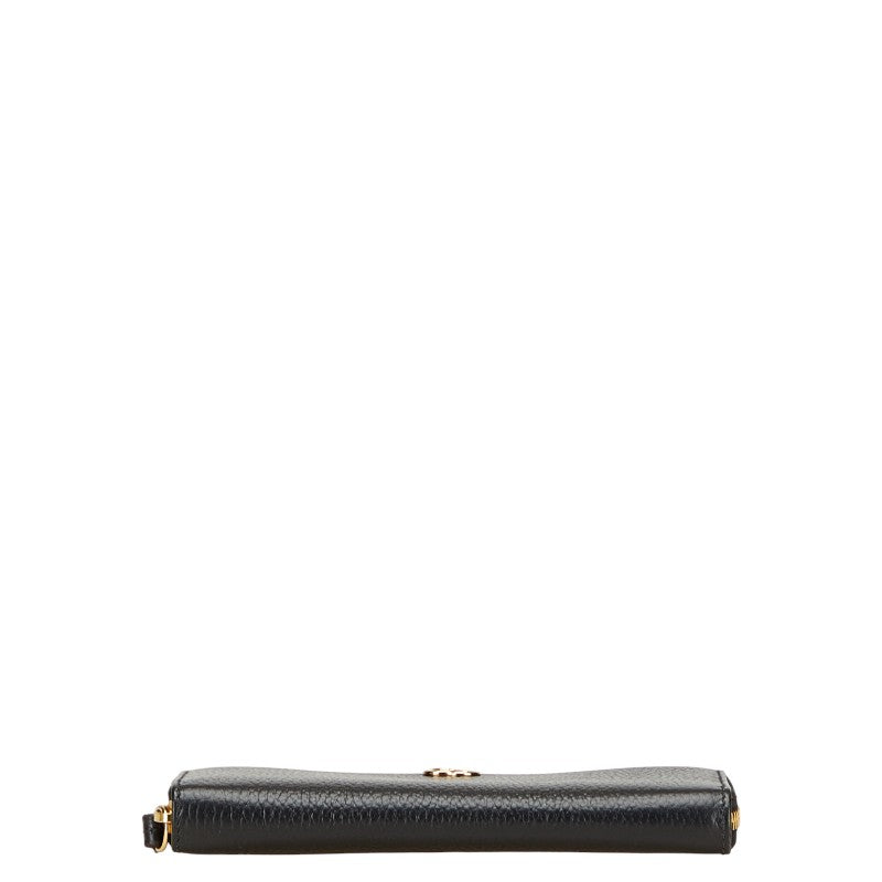 グッチ GGマーモント ラウンドファスナー 長財布 456117 ブラック レザー レディース GUCCI 【中古】