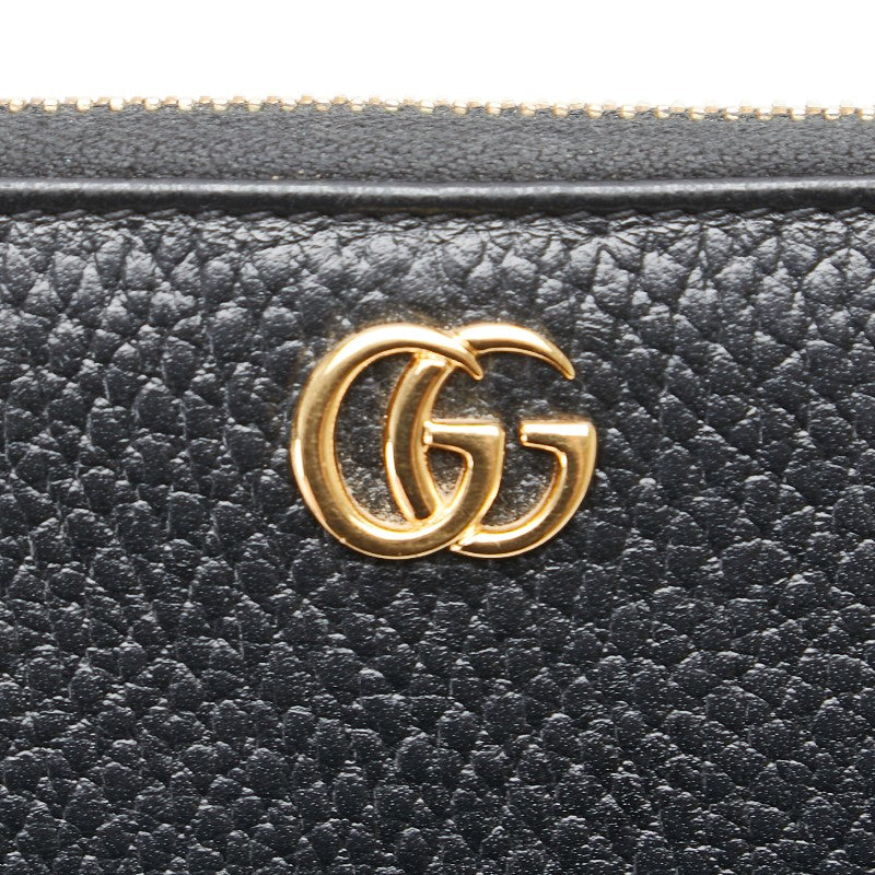 グッチ GGマーモント ラウンドファスナー 長財布 456117 ブラック レザー レディース GUCCI 【中古】