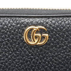 グッチ GGマーモント ラウンドファスナー 長財布 456117 ブラック レザー レディース GUCCI 【中古】