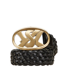 サンローラン YSLロゴ バックル ベルト サイズ:95/38 141516 ブラック ゴールド レザー メッキ メンズ SAINT LAURENT 【中古】