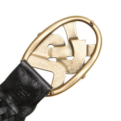 サンローラン YSLロゴ バックル ベルト サイズ:95/38 141516 ブラック ゴールド レザー メッキ メンズ SAINT LAURENT 【中古】