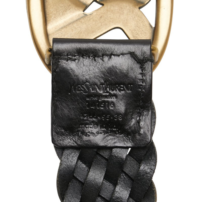 サンローラン YSLロゴ バックル ベルト サイズ:95/38 141516 ブラック ゴールド レザー メッキ メンズ SAINT LAURENT 【中古】