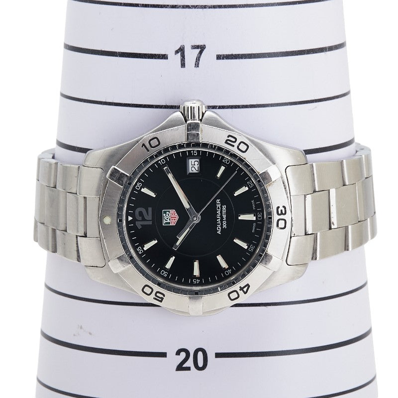 タグホイヤー アクアレーサー デイト 腕時計 WAF1110 クオーツ ブラック文字盤 ステンレススチール メンズ TAG HEUER 【中古】