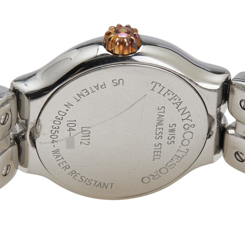 ティファニー ティソロ 腕時計 L0112 クオーツ ホワイト文字盤 ステンレススチール メッキ メタル レディース TIFFANY&Co. 【中古】