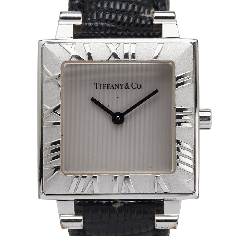 ティファニー アトラス 腕時計 クオーツ シルバー文字盤 SV925 シルバー レザー レディース TIFFANY&Co. 【中古】