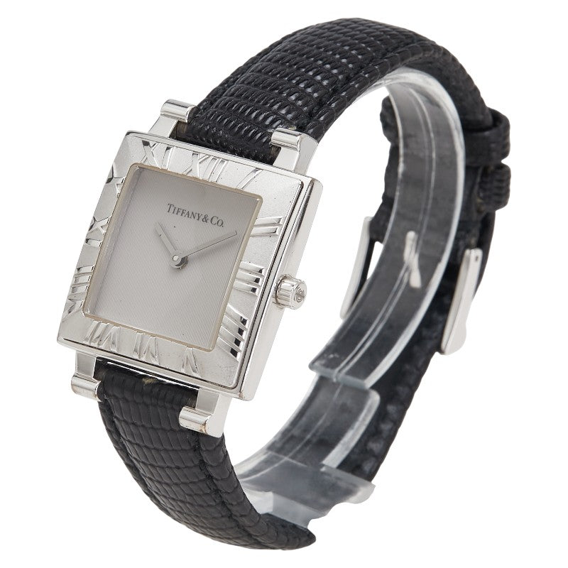 ティファニー アトラス 腕時計 クオーツ シルバー文字盤 SV925 シルバー レザー レディース TIFFANY&Co. 【中古】