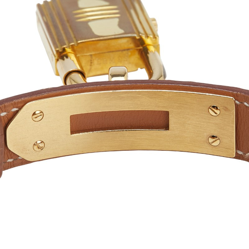 エルメス ケリーウォッチ 腕時計 KE1.201 クオーツ ゴールド文字盤 メッキ レザー レディース HERMES 【中古】