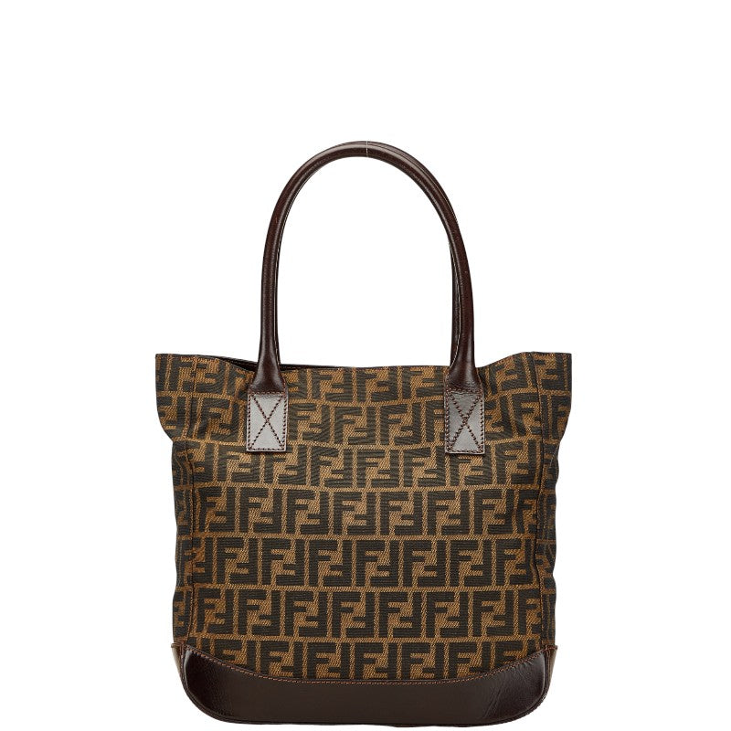フェンディ ズッカ ハンドバッグ トートバッグ 16328 ブラウン キャンバス レザー レディース FENDI 【中古】