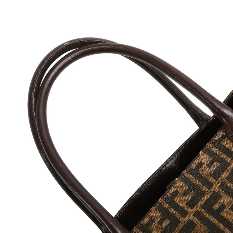 フェンディ ズッカ ハンドバッグ トートバッグ 16328 ブラウン キャンバス レザー レディース FENDI 【中古】