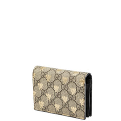 グッチ ビープリント GGスプリーム 二つ折り財布 508757 ベージュ ブラウン ゴールド PVC レディース GUCCI 【中古】
