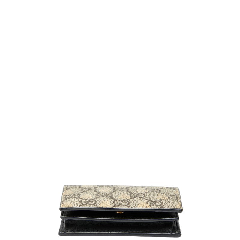 グッチ ビープリント GGスプリーム 二つ折り財布 508757 ベージュ ブラウン ゴールド PVC レディース GUCCI 【中古】