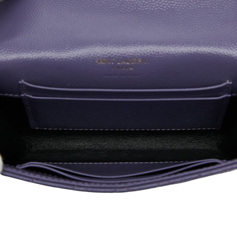 サンローラン YSL エンベロープ カードケース 651026 パープル レザー レディース SAINT LAURENT 【中古】