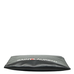 サンローラン ロゴ クラッチバッグ ブラック ホワイト レザー レディース SAINT LAURENT 【中古】