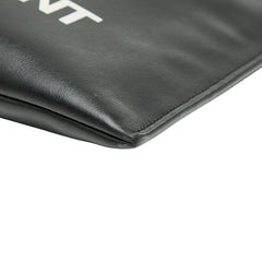 サンローラン ロゴ クラッチバッグ ブラック ホワイト レザー レディース SAINT LAURENT 【中古】