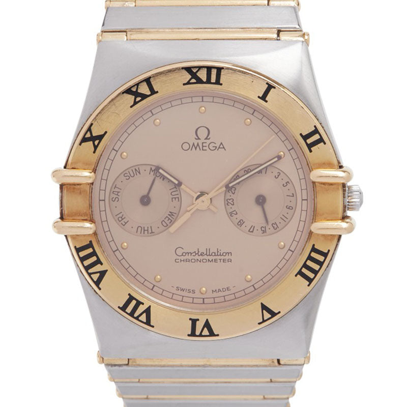 オメガ コンステレーション デイデイト 腕時計 クオーツ ゴールド文字盤 ステンレススチール イエローゴールド メンズ OMEGA 【中古】