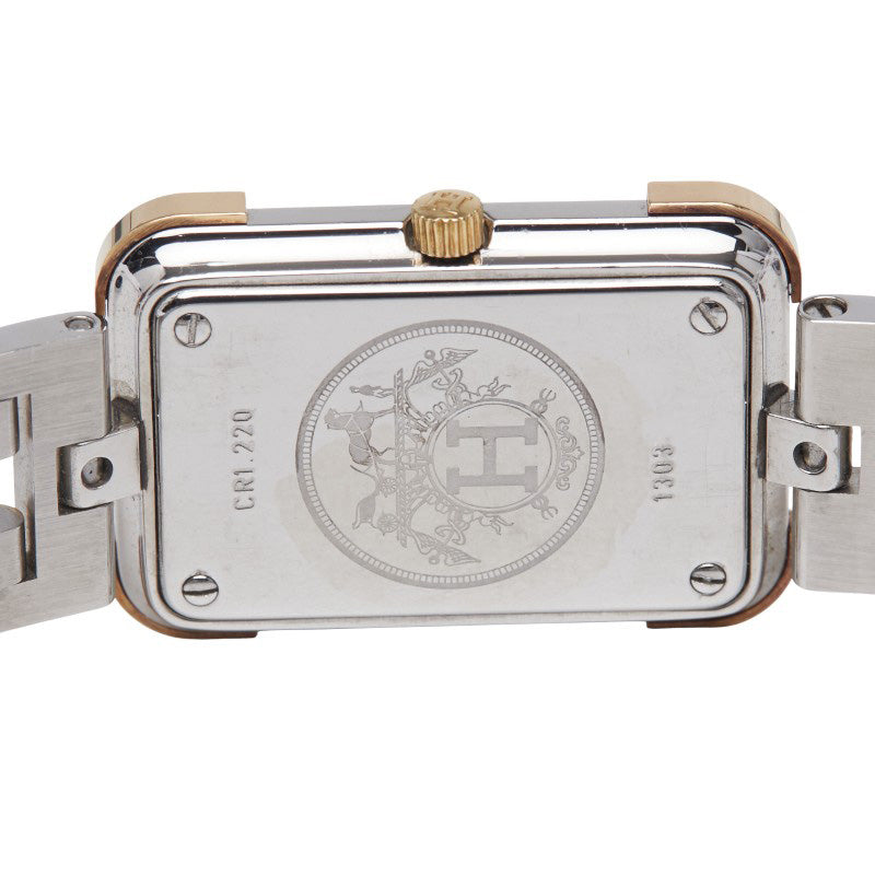 エルメス クロアジュール 腕時計 CR1.220 クオーツ ゴールド文字盤 ステンレススチール メッキ レディース HERMES 【中古】