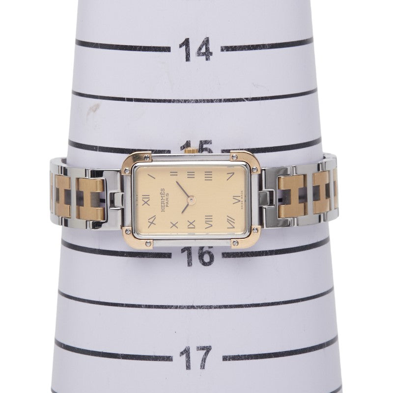 エルメス クロアジュール 腕時計 CR1.220 クオーツ ゴールド文字盤 ステンレススチール メッキ レディース HERMES 【中古】