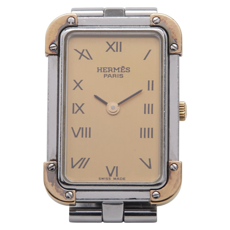 エルメス クロアジュール 腕時計 CR1.220 クオーツ ゴールド文字盤 ステンレススチール メッキ レディース HERMES 【中古】
