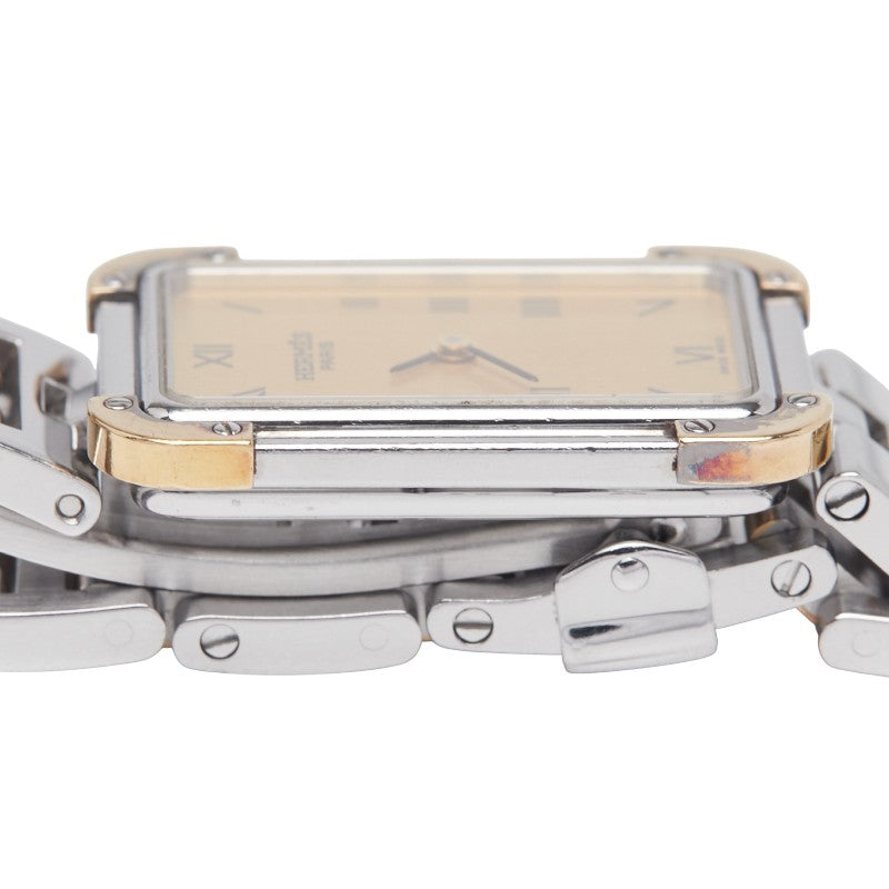 エルメス クロアジュール 腕時計 CR1.220 クオーツ ゴールド文字盤 ステンレススチール メッキ レディース HERMES 【中古】