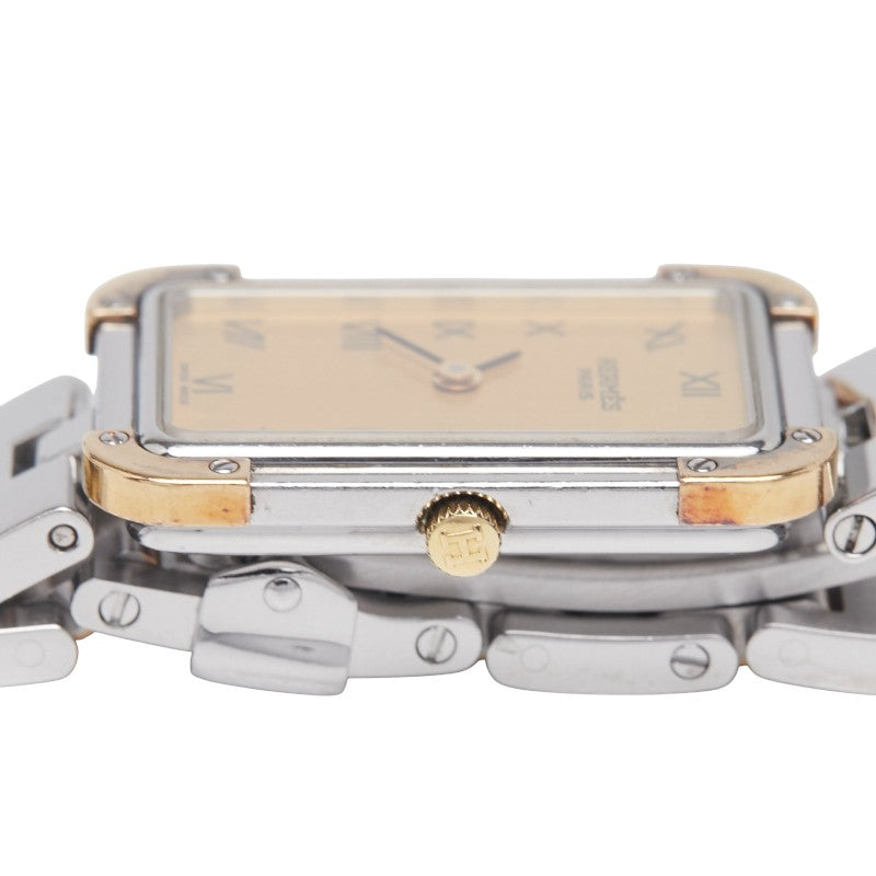エルメス クロアジュール 腕時計 CR1.220 クオーツ ゴールド文字盤 ステンレススチール メッキ レディース HERMES 【中古】