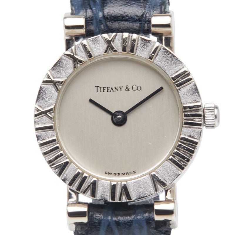 ティファニー アトラス 腕時計 D286753 クオーツ シルバー文字盤 レザー ステンレススチール レディース TIFFANY&Co. 【中古】