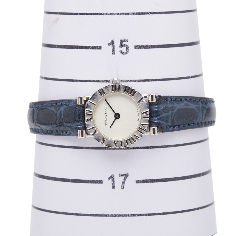 ティファニー アトラス 腕時計 D286753 クオーツ シルバー文字盤 レザー ステンレススチール レディース TIFFANY&Co. 【中古】