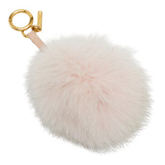 フェンディ ポンポンチャーム バッグチャーム キーホルダー ピンク ベージュ ファー レザー レディース FENDI 【中古】