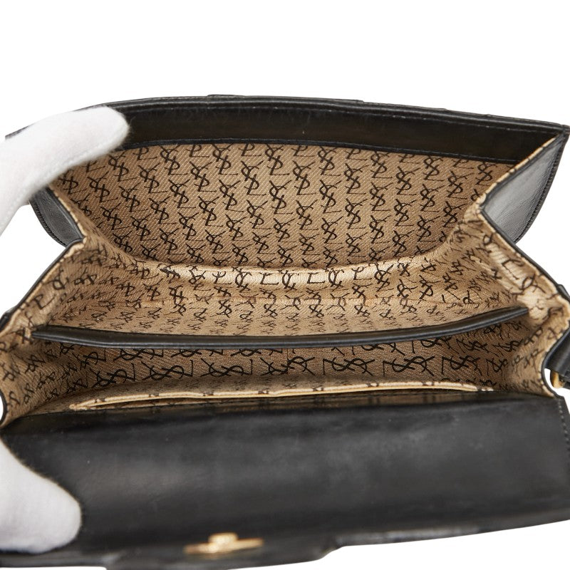 サンローラン 斜め掛け ショルダーバッグ ブラック レザー レディース SAINT LAURENT 【中古】