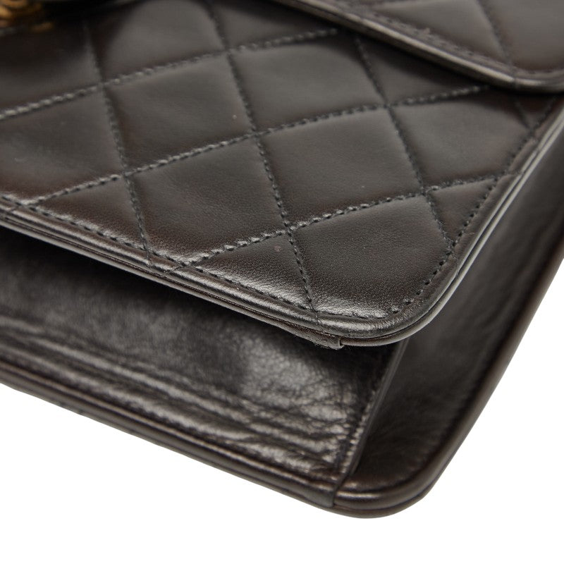 シャネル マトラッセ ココマーク チェーン ショルダーバッグ ブラウン ラムスキン レディース CHANEL 【中古】