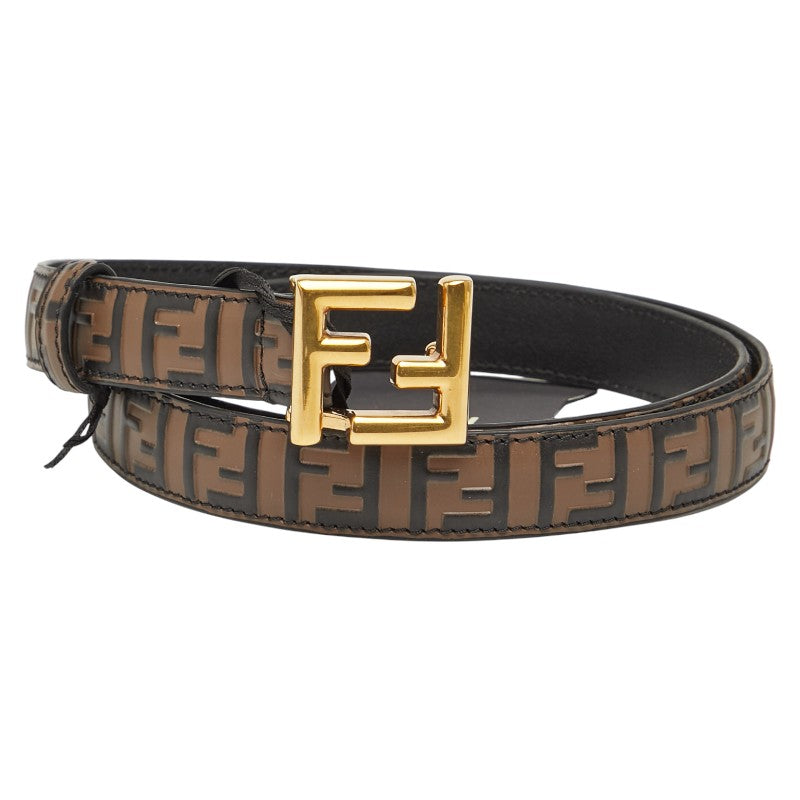 フェンディ ズッカ ベルト サイズ:75/30 ブラウン ブラック レザー レディース FENDI 【中古】