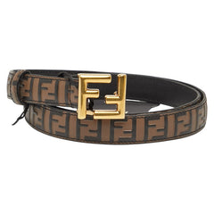 フェンディ ズッカ ベルト サイズ:75/30 ブラウン ブラック レザー レディース FENDI 【中古】