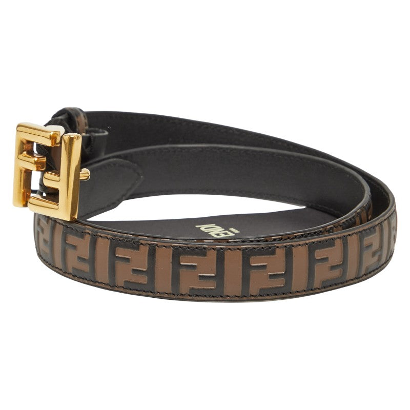 フェンディ ズッカ ベルト サイズ:75/30 ブラウン ブラック レザー レディース FENDI 【中古】