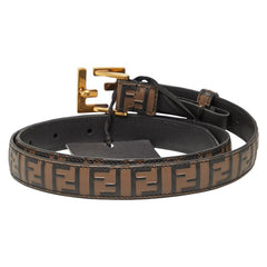 フェンディ ズッカ ベルト サイズ:75/30 ブラウン ブラック レザー レディース FENDI 【中古】