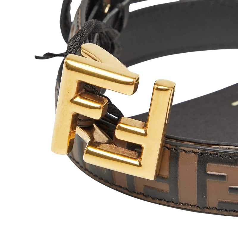 フェンディ ズッカ ベルト サイズ:75/30 ブラウン ブラック レザー レディース FENDI 【中古】