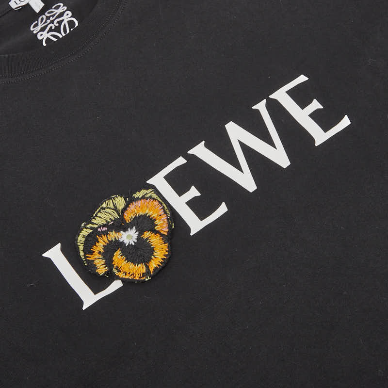ロエベ パンジー ロゴ 半袖Ｔシャツ サイズ:L H526Y22J23 ブラック コットン メンズ LOEWE 【中古】