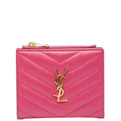 サンローラン モノグラム バイフォールドウォレット 二つ折り財布 575879 ピンク レザー レディース SAINT LAURENT 【中古】
