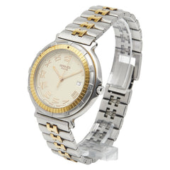 エルメス キャプテンニモ 腕時計 クオーツ ベージュ文字盤 ステンレススチール メッキ メンズ HERMES 【中古】