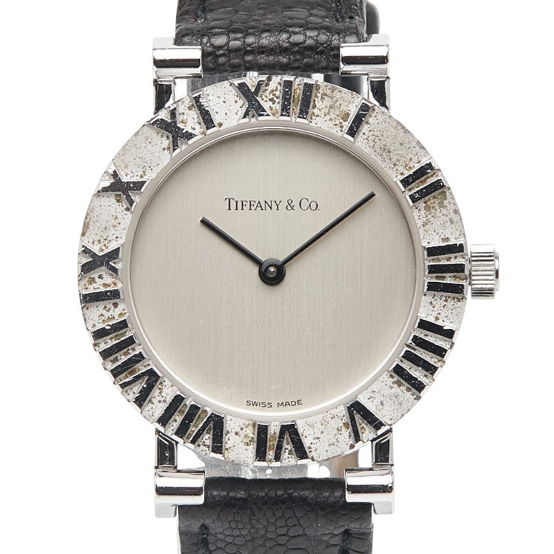 ティファニー アトラス 腕時計 クオーツ シルバー文字盤 スターリングシルバー リザード レディース TIFFANY&Co. 【中古】