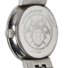 エルメス オリンピア 腕時計 クオーツ ベージュ文字盤 ステンレススチール メッキ レディース HERMES 【中古】