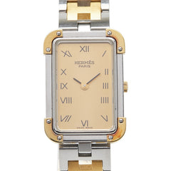 エルメス クロアジュール 腕時計 CR1.240 クオーツ ゴールド文字盤 ステンレススチール メッキ レディース HERMES 【中古】