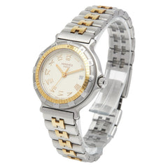 エルメス キャプテンニモ 腕時計 クオーツ ベージュ文字盤 ステンレススチール メッキ レディース HERMES 【中古】