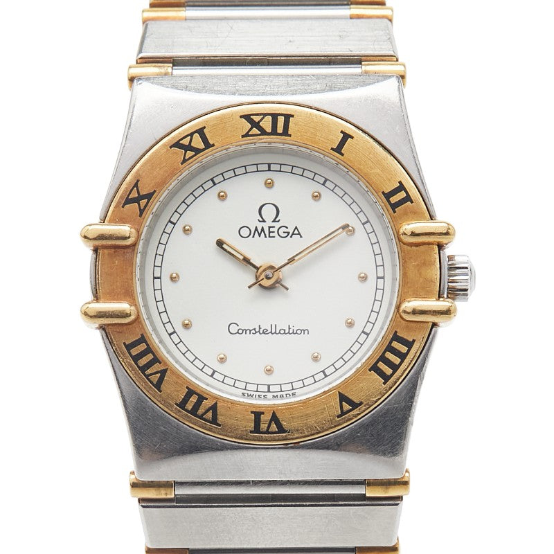 オメガ コンステレーション 腕時計 クオーツ ホワイト文字盤 ステンレススチール イエローゴールド レディース OMEGA 【中古】