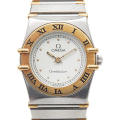 オメガ コンステレーション 腕時計 クオーツ ホワイト文字盤 ステンレススチール イエローゴールド レディース OMEGA 【中古】