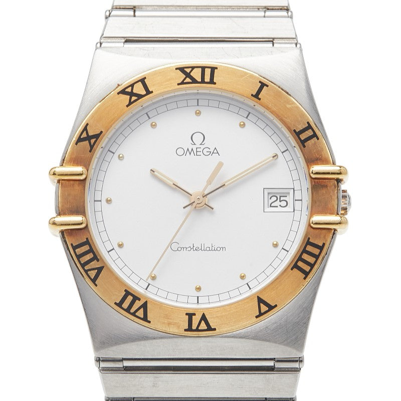 オメガ コンステレーション 腕時計 クオーツ ホワイト文字盤 ステンレススチール イエローゴールド レディース OMEGA 【中古】