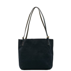 フェンディ ロゴ金具 トートバッグ ショルダーバッグ 26761 ネイビー キャンバス レザー レディース FENDI 【中古】